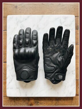 Men's Leather Motorcycle Riding Gloves Touchscreen Hard Knuckle